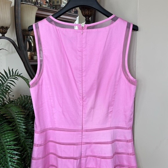 Ann Taylor Pink Tiered Fit & Flare Lined Sleeveless Tulle Mesh Cotton Office - Picture 11 of 16